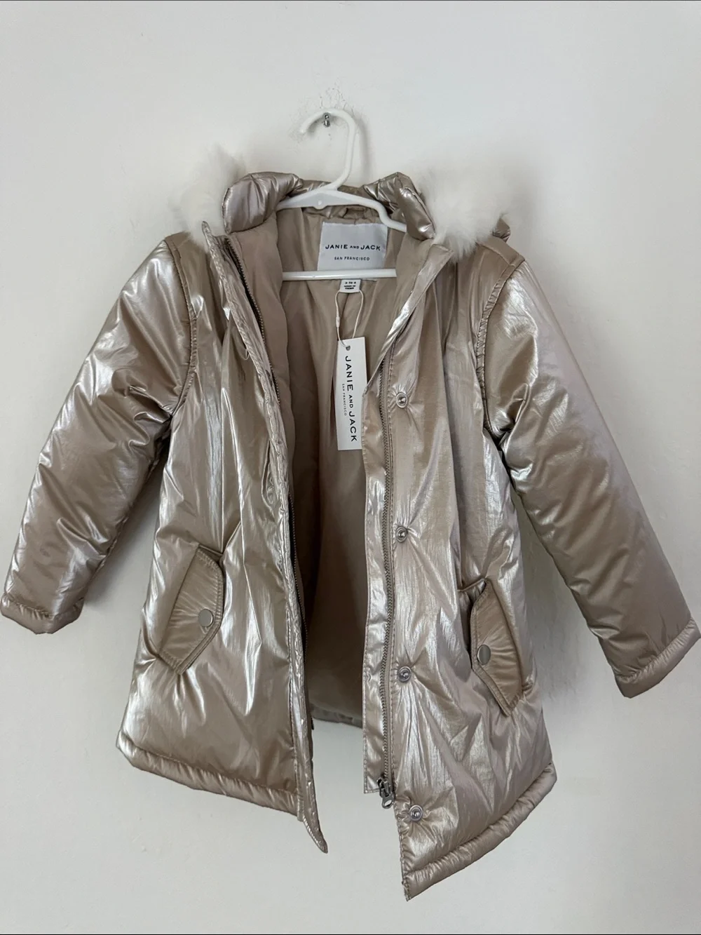 NWT Janie and Jack The Metallic Puffer Coat Sz 3 to 4